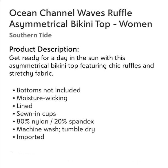 Southern Tide lined Asymmetrical Bikini Top size Med NWT - Picture 8 of 13